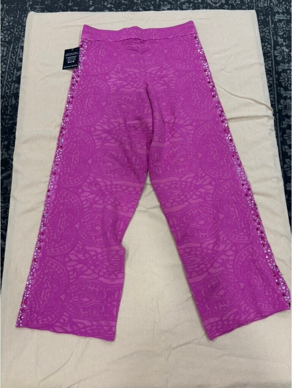 Purple Paisley Patterned Set with Rhinestone Detailing - Picture 6 of 15